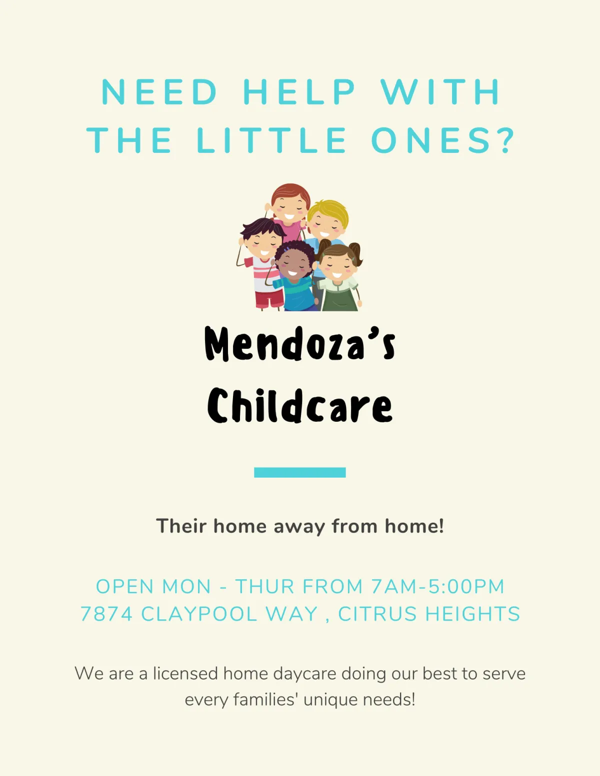 we are a licensed daycare in Citrus Heights doing our best to serve daycare 