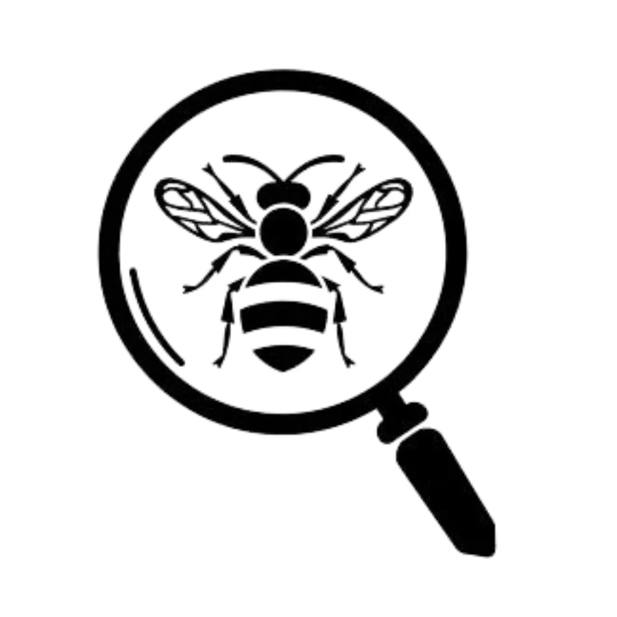 Wasp is underneath the magnifying glass