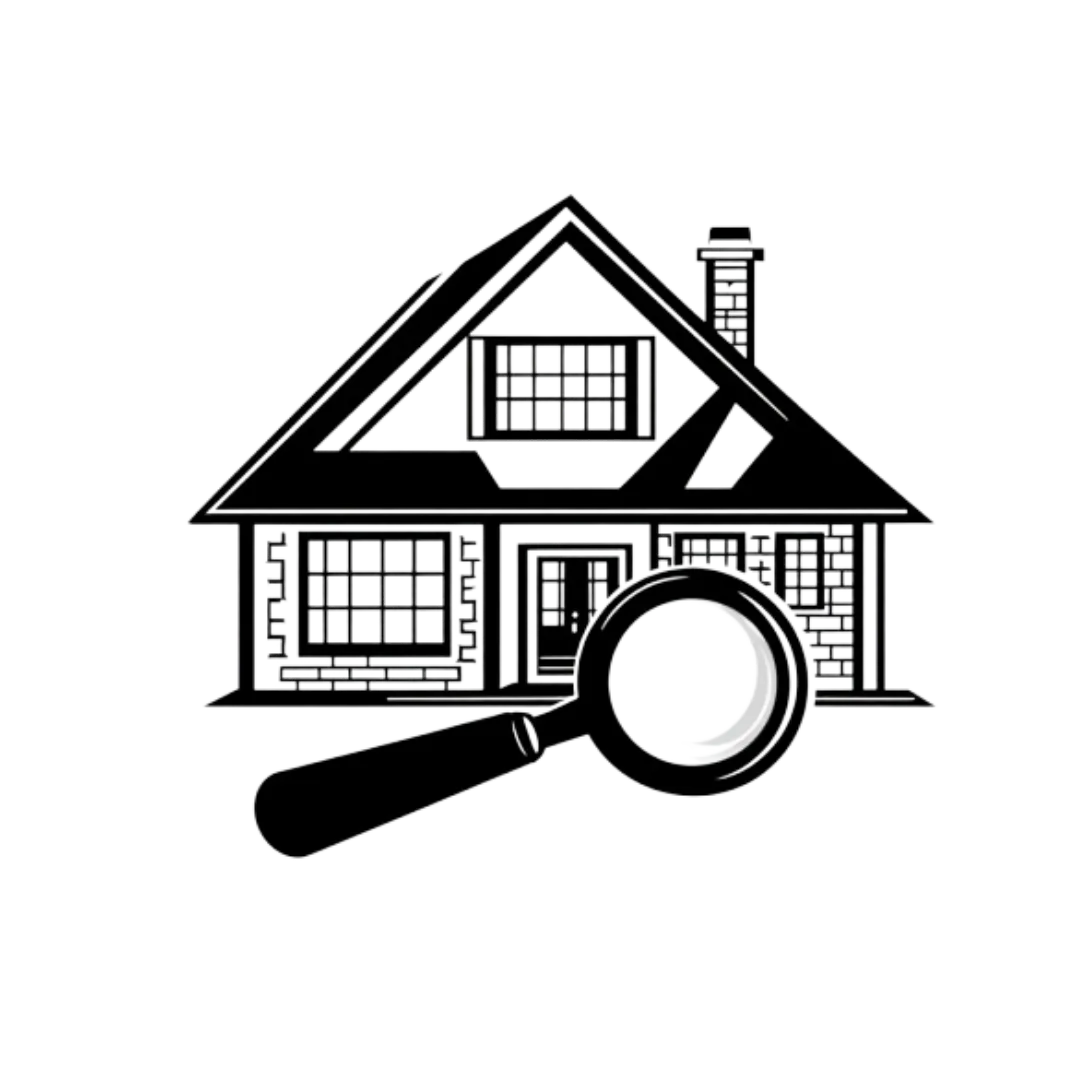 a house and a magnifying glass