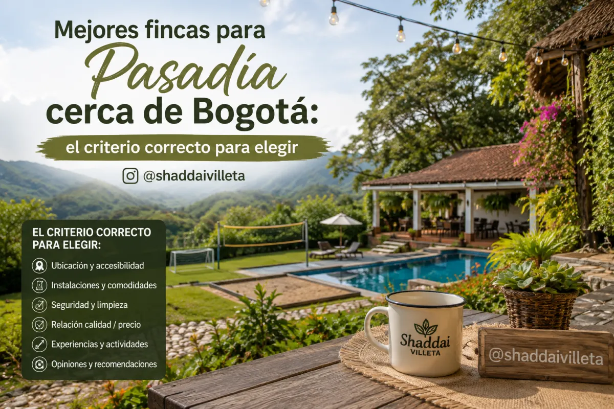 Mejores fincas para pasadía cerca de Bogotá: el criterio correcto para elegir — porque el error más frecuente no es elegir la finca equivocada sino usar el criterio equivocado para elegirla
