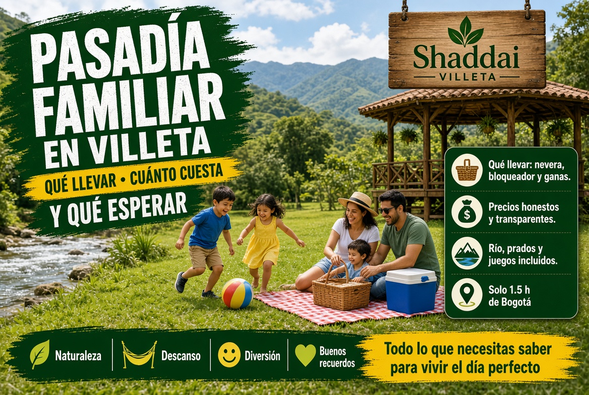 Pasadía familiar Villeta 2026 | Qué llevar, cuánto cuesta y qué esperar — guía operativa
