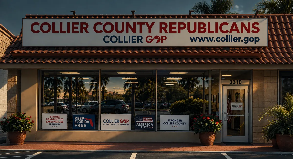 Collier County Republican Executive Committee Headquarters building exterior in Naples, Florida
