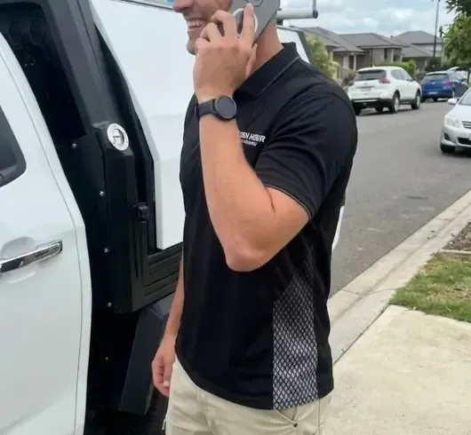 Rush Hour Plumbing technician arriving at a Western Sydney home for a plumbing inspection