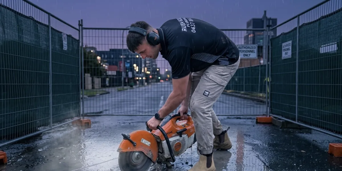 Plumber repairing a leaking pipe under a kitchen sink in Western Sydney