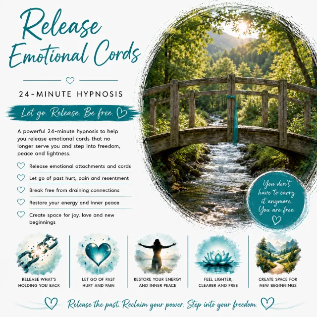 Wooden bridge over a stream symbolising cutting emotional ties and moving forward from past relationships