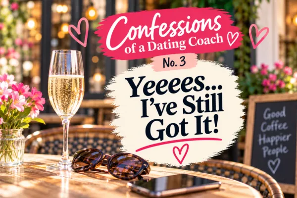 Confessions of a Dating Coach No. 3 – café table representing a funny story about confidence, attraction and being asked out after 50.