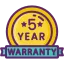 Five year manufacturer warranty badge ensuring long term peace of mind