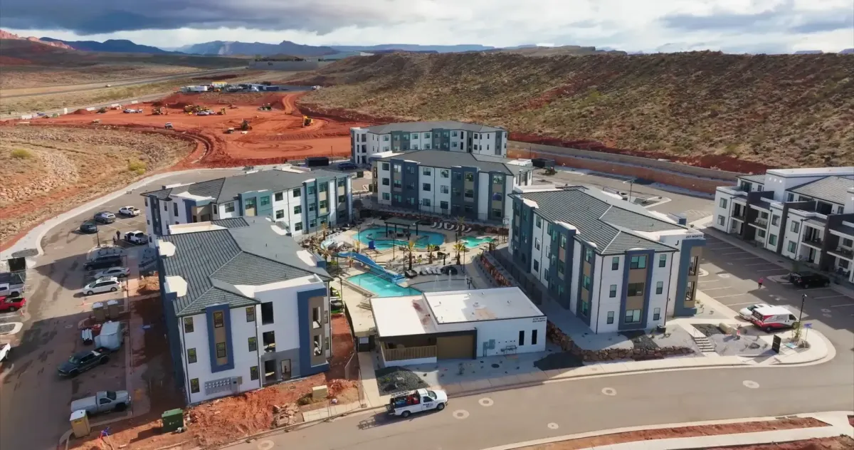 Terra Apartments construction site along the hillside