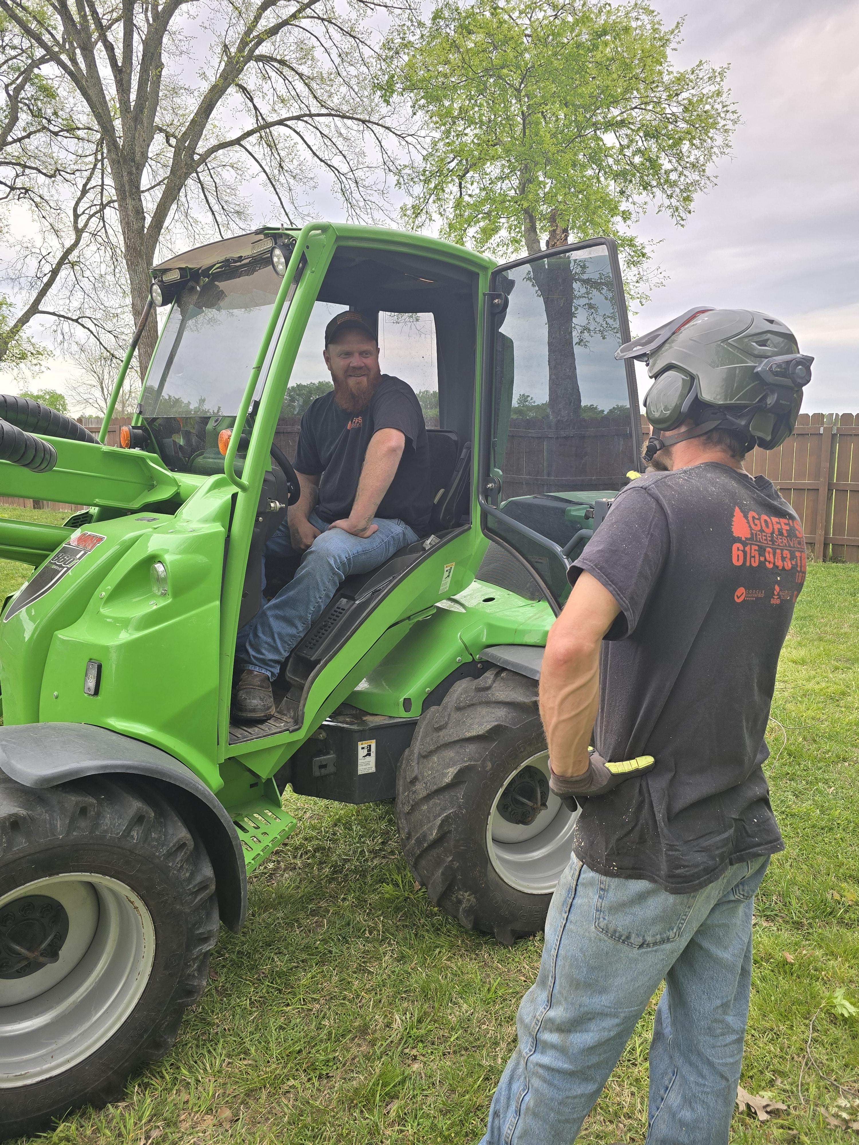 Goff’s Tree Service truck and crew arriving on-site for professional tree care services