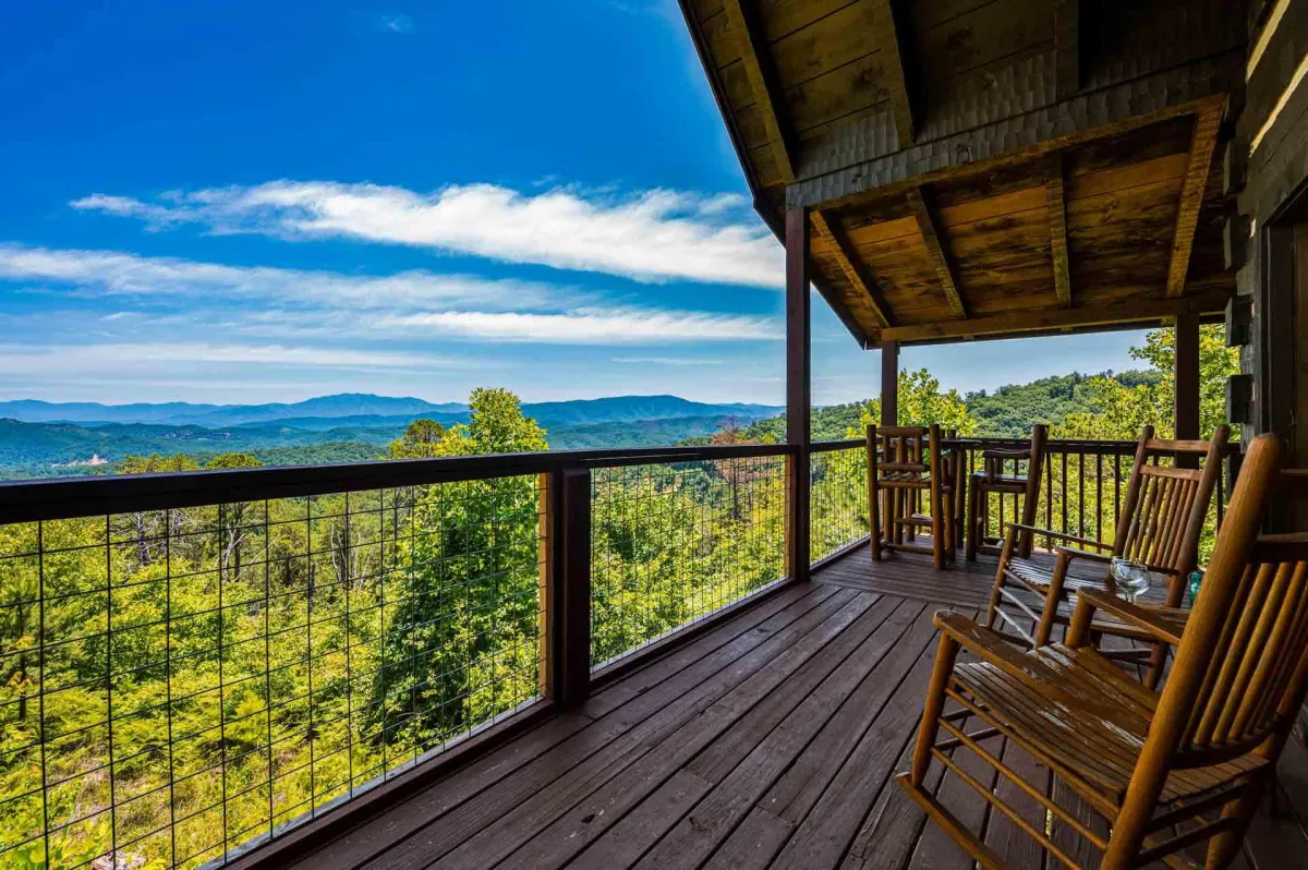 view of smoky mountains from deck