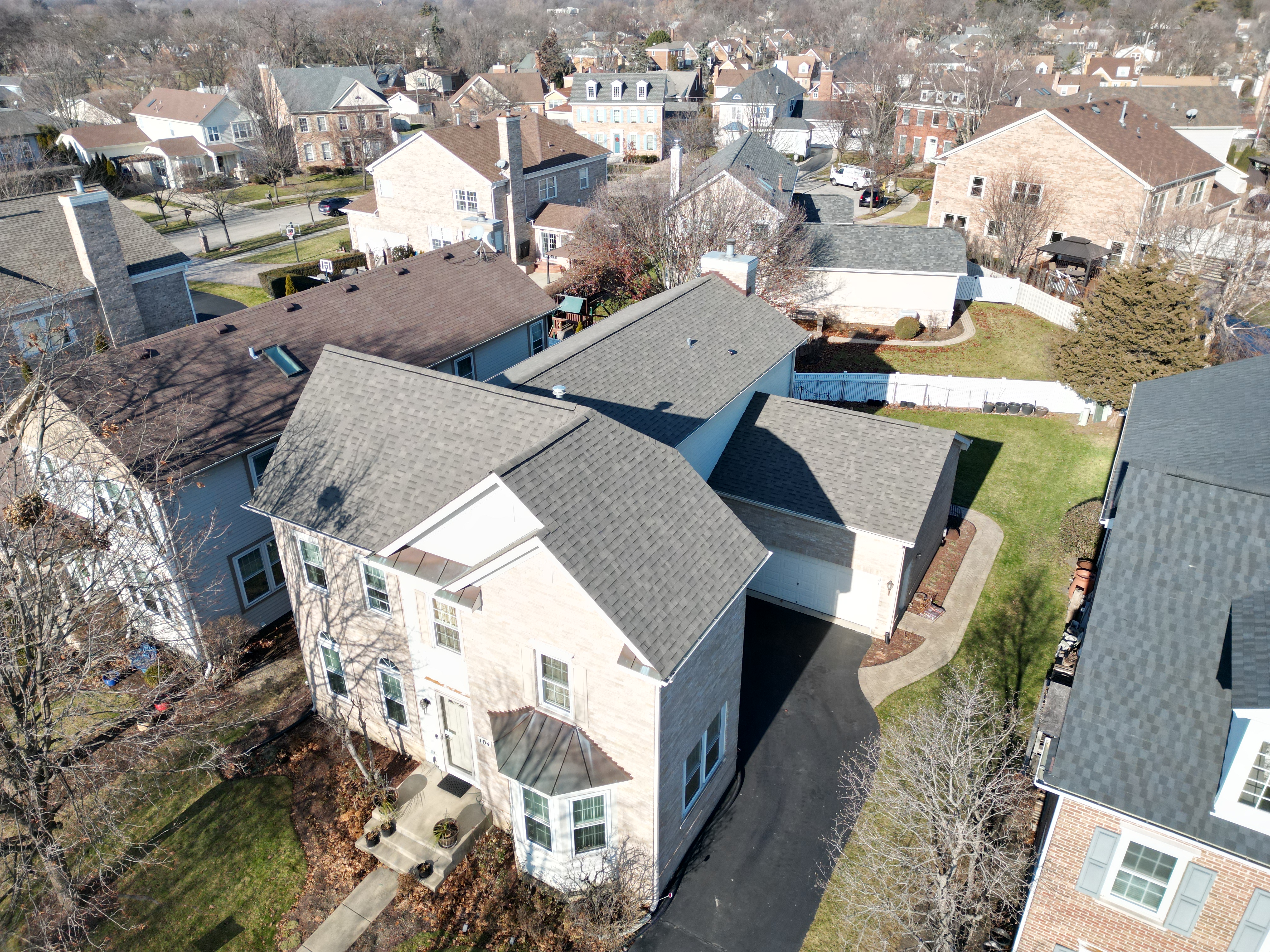 Malarkey Weathered Wood shingle roof installed by Northwind Exteriors on a home in Park Ridge, IL, offering a natural wood appearance that complements various home exteriors.