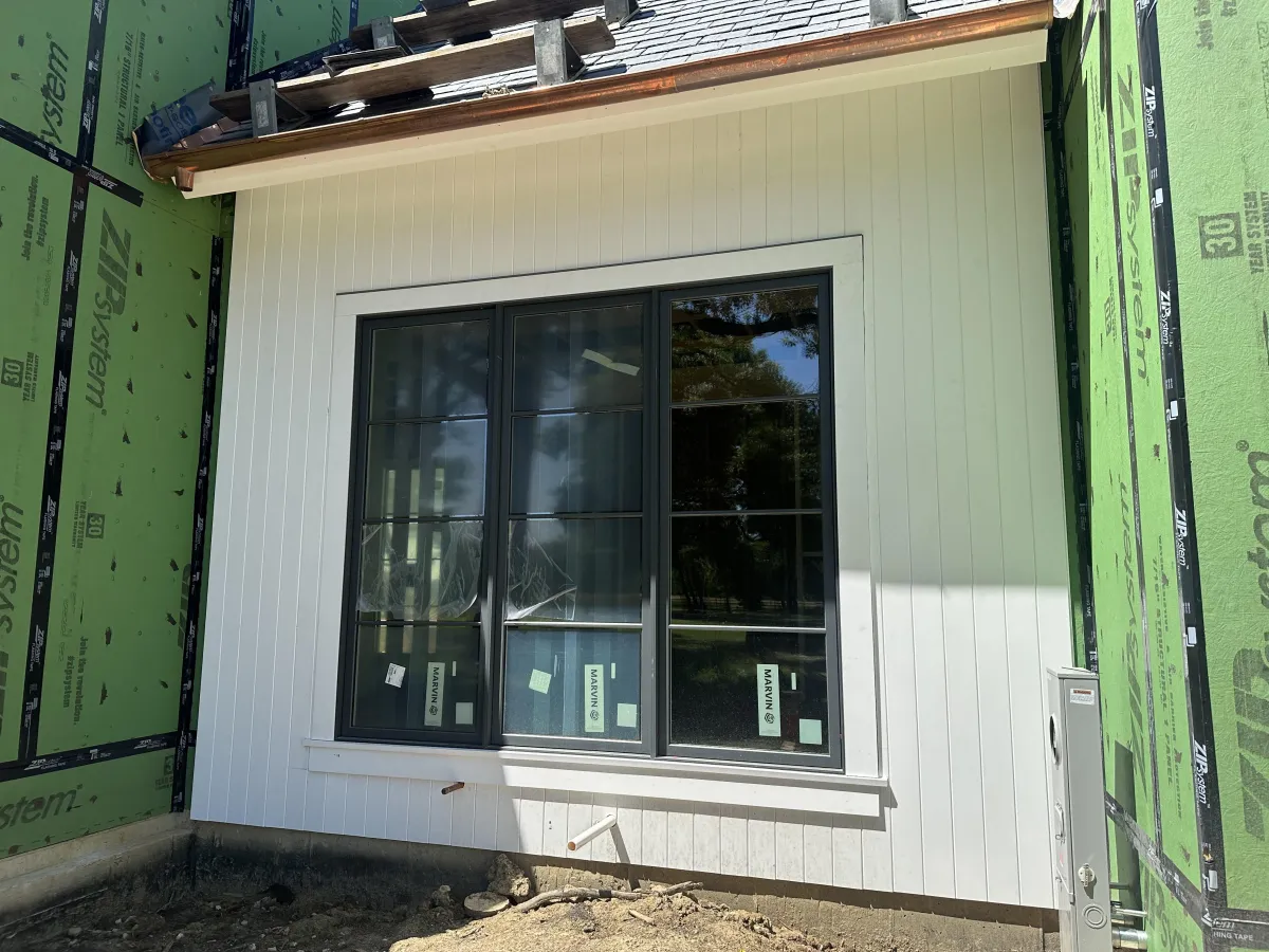 Black Marvin Windows installed on a high end new construction project in Gurnee, IL by Northwind Exteriors