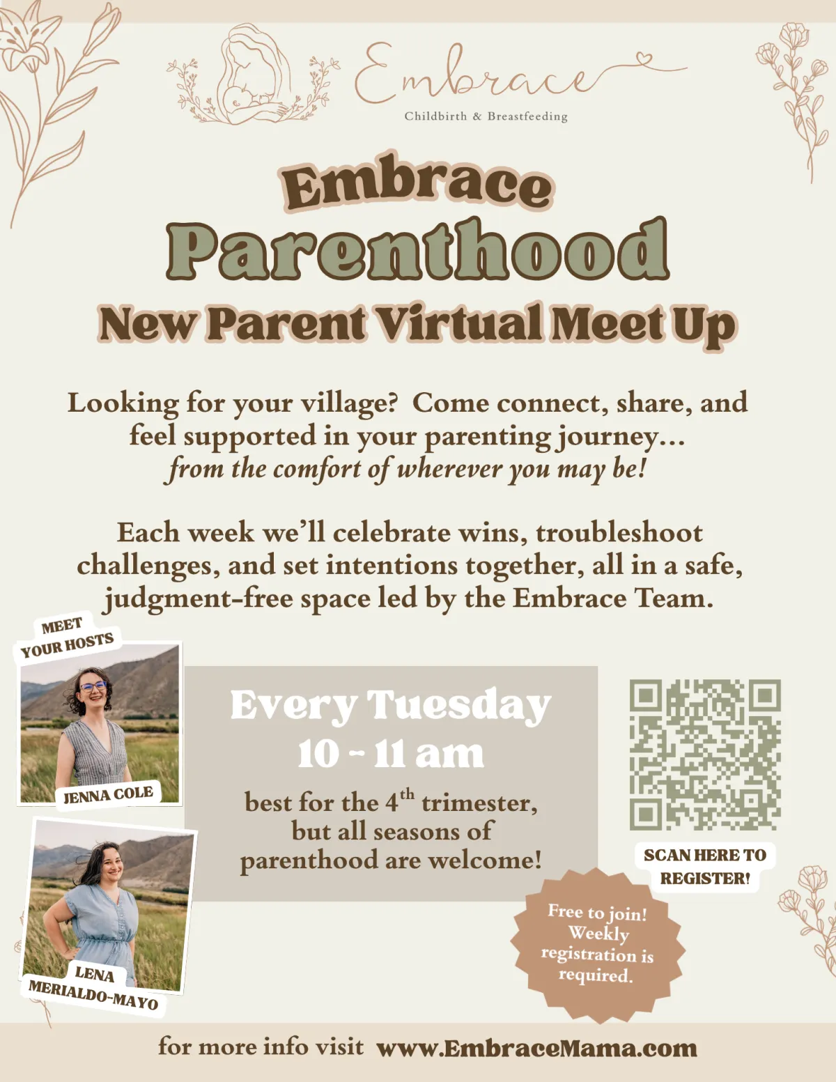 Embrace Parenthood - New Parent Virtual Meet Up