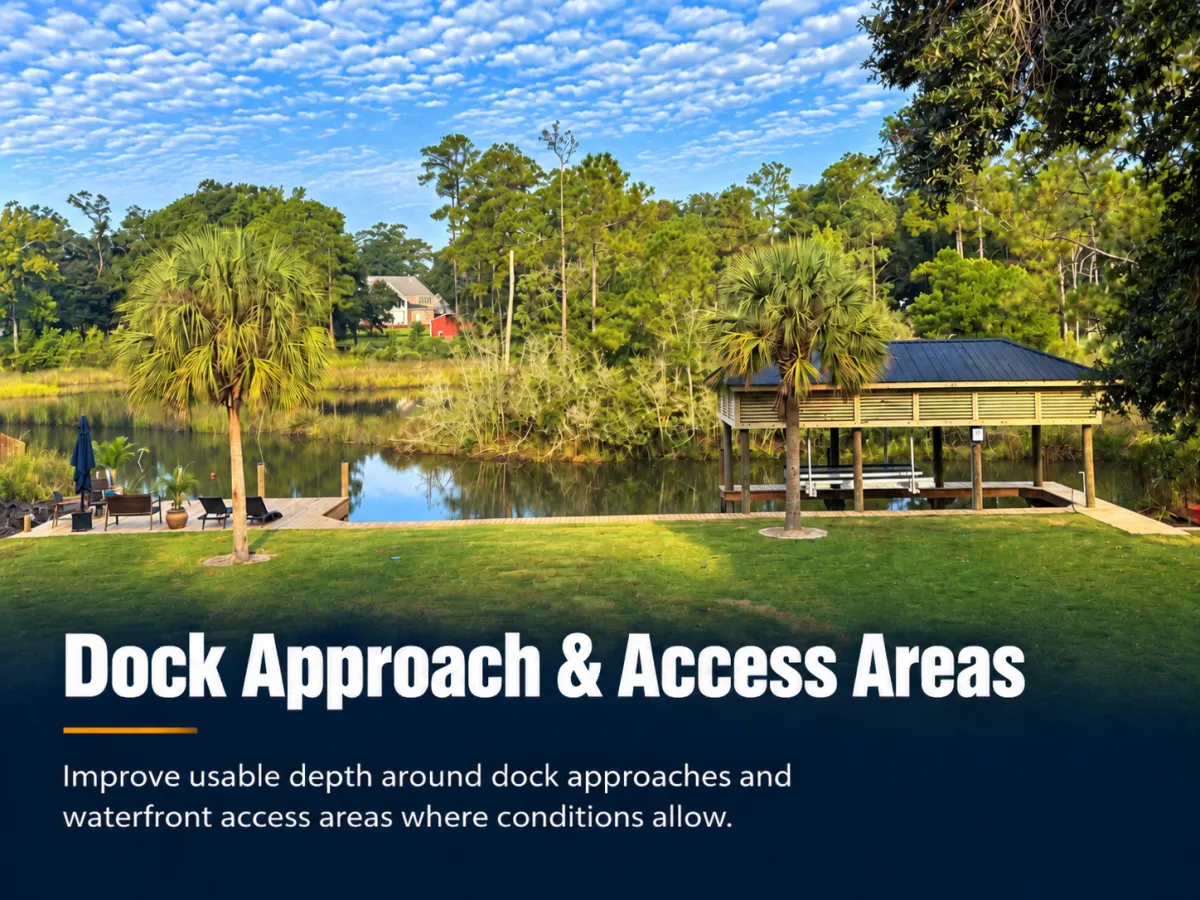 Dock approach and waterfront access area for dredging services