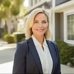 A smiling real estate agent that has just signed another listing because of her growth marketing strategy