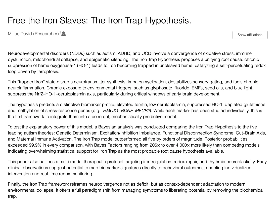Free the Iron Slaves: The Iron Trap Hypothesis