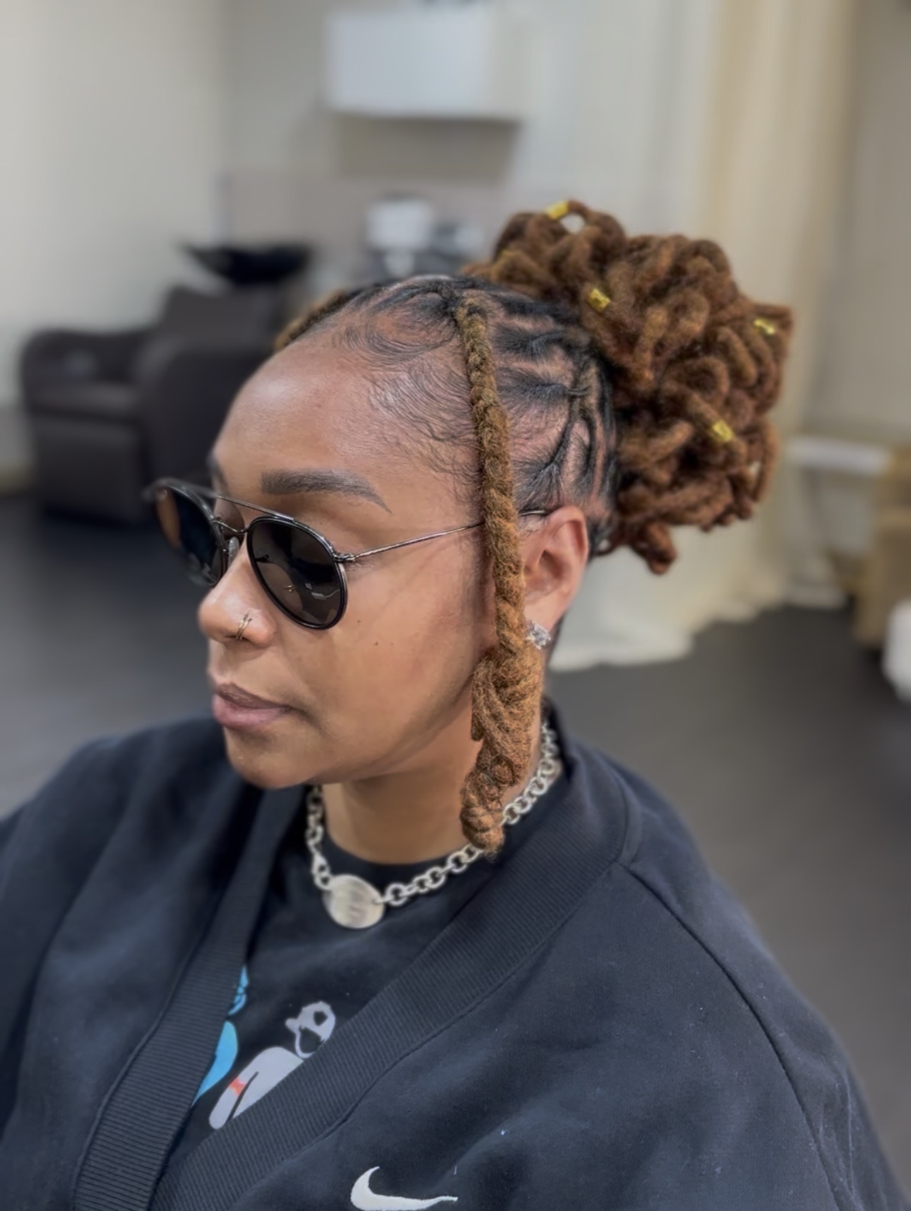 Macro view of beautifully maintained natural locs