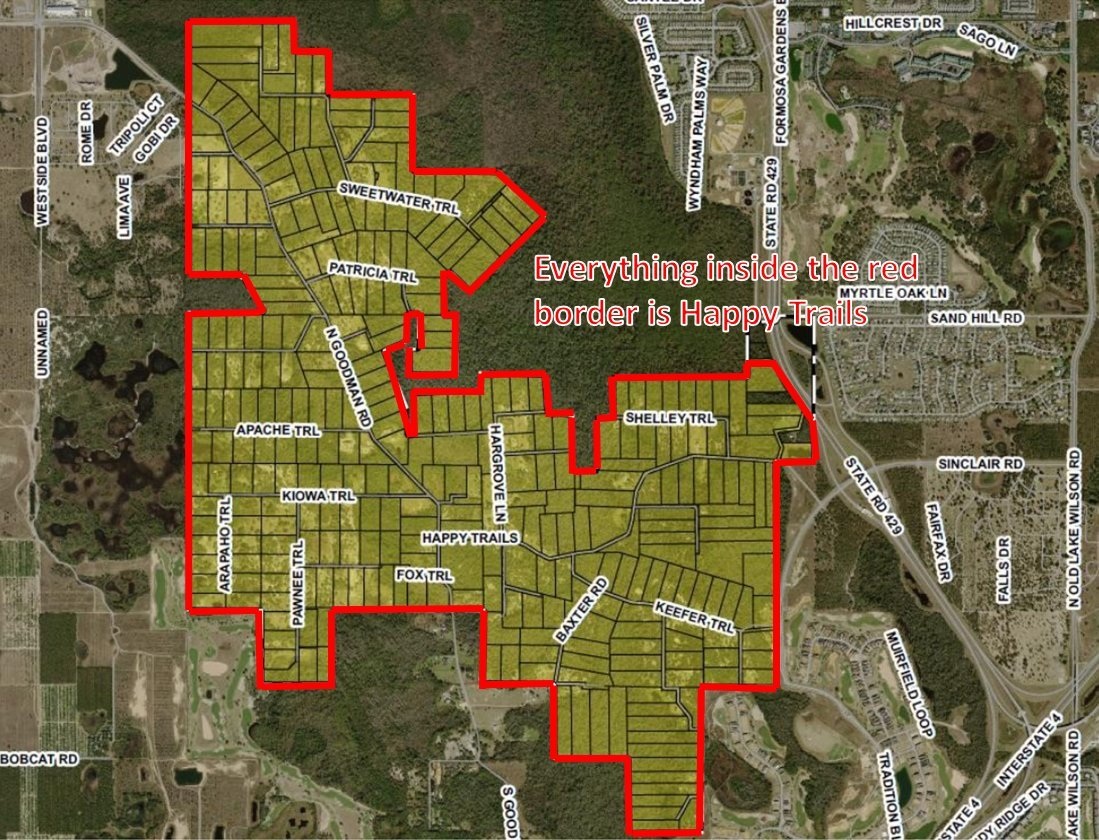 Map of Happy Trails Lots