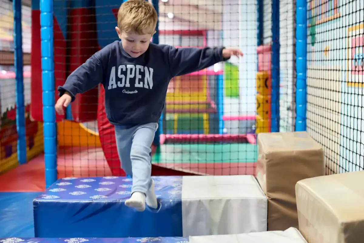 Toddler padded play area with obstacles