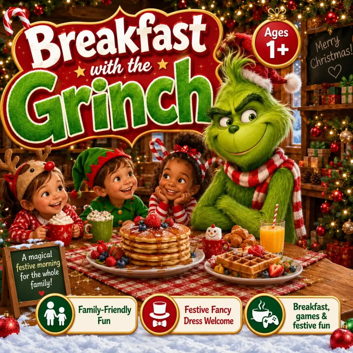 Breakfast with the Grinch Party fun for all the family.