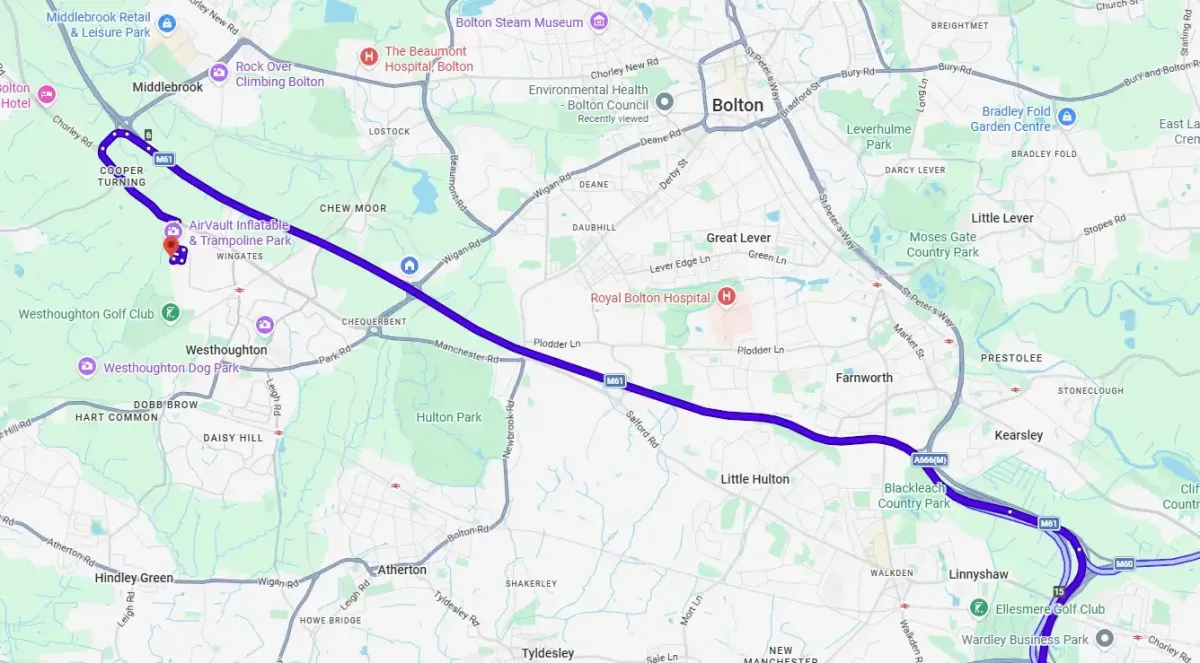 map image manchester to party and play funhouse