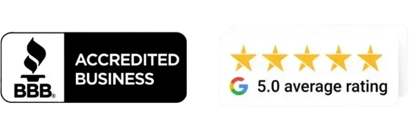 BBB accredited business and 5 star Google rating for Cyan Movers