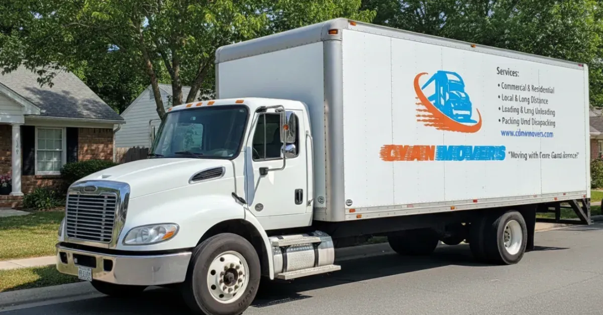 Cyan Movers moving truck providing residential moving services in Connecticut