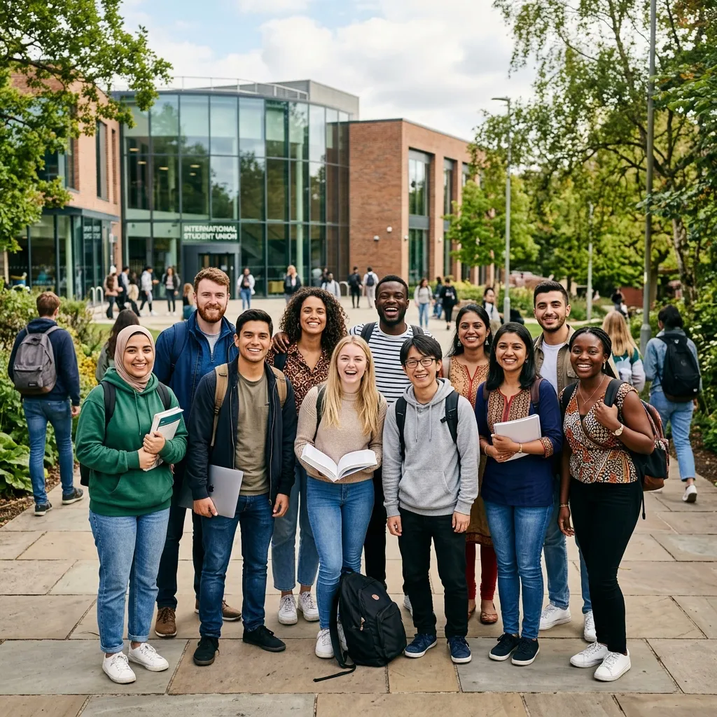Global study destinations with international flags on a 3D globe