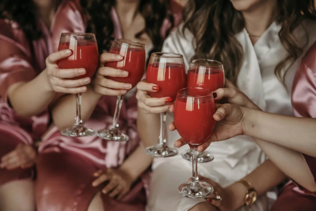 Bloody Mary toast with 5 glasses