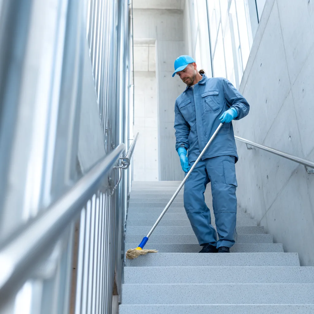Reinigung eines Treppenhauses – gepflegte Immobilien dank Kalb Dienstleistung.