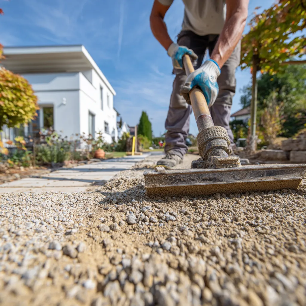 Vorbereitung des Unterbaus für Pflasterarbeiten – langlebige Außenanlagen von Kalb Dienstleistung.