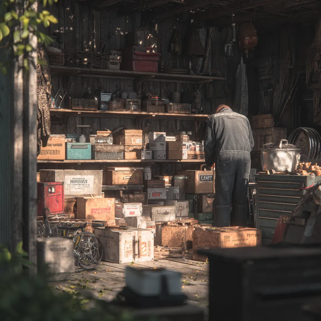 Sortierung von alten Gegenständen in der Garage – fachgerechte Räumung.