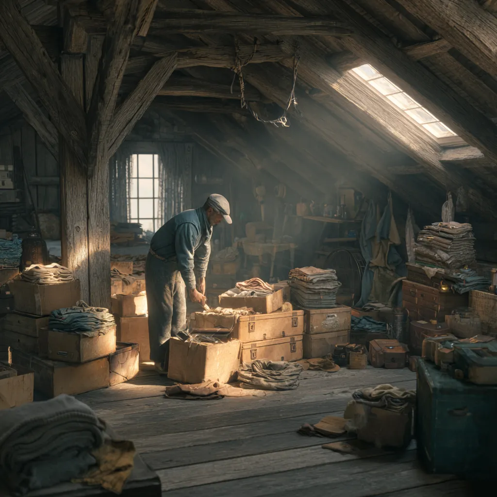Sortieren alter Gegenstände – sorgfältige Dachbodenräumung in Unterfranken.