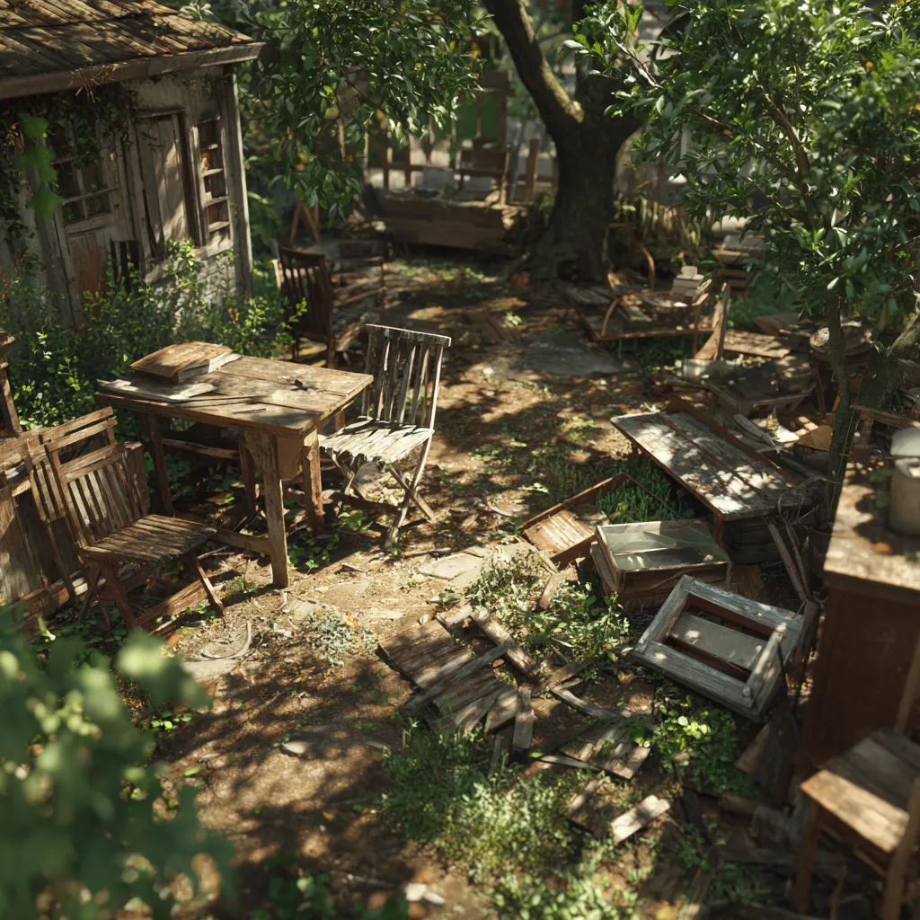 Verwilderter Garten vor Entrümpelung – professionelle Gartenräumung.