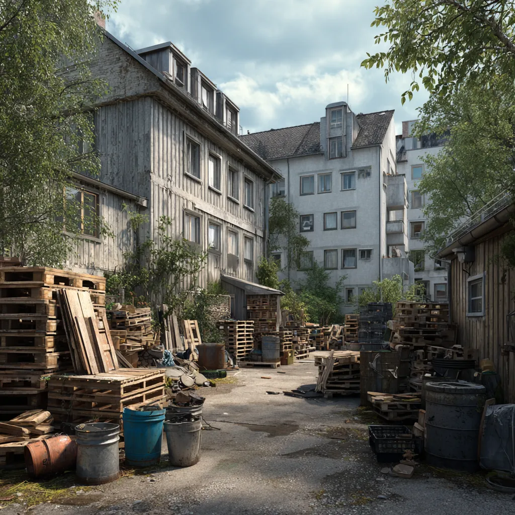 Aufräumen eines Hofbereichs – schnelle und gründliche Entrümpelung.