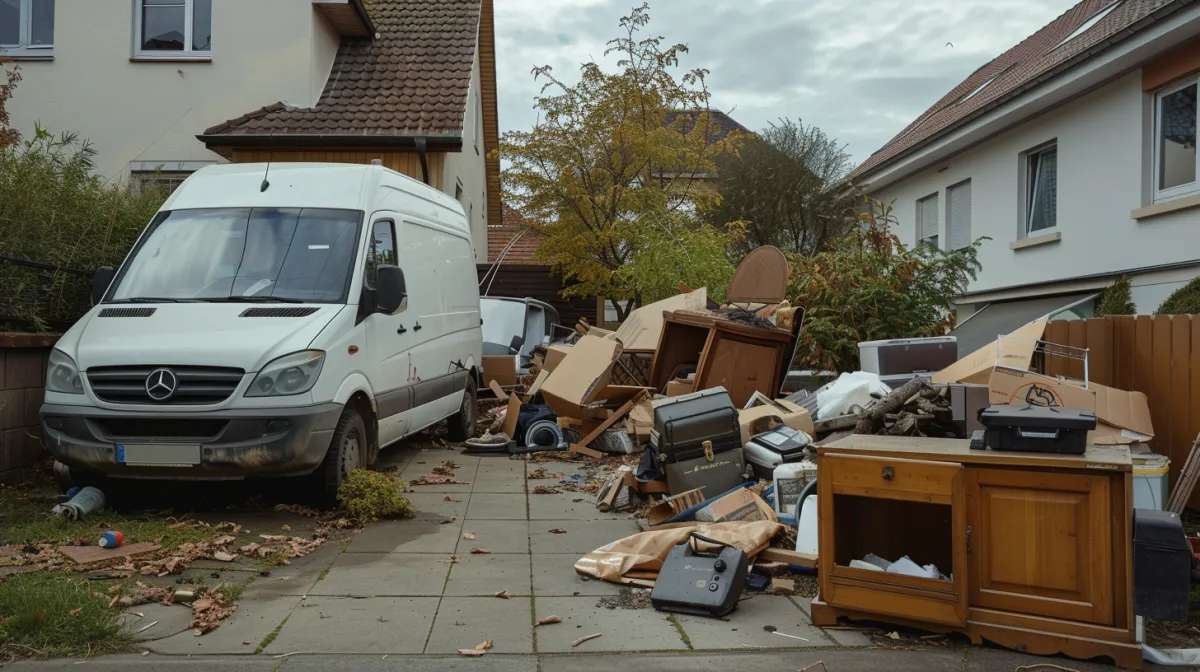 Sperrmüll auf einer Einfahrt – professionelle Sperrmüllabholung in Unterfranken.