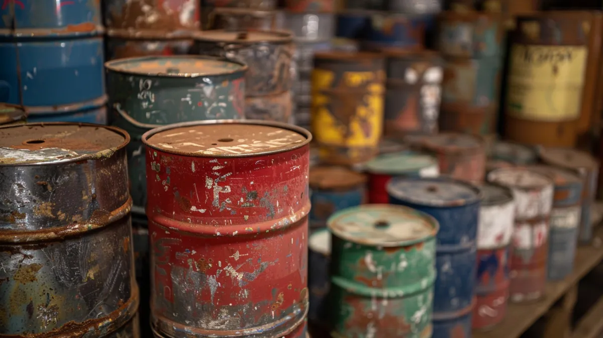 Farbreste und Lacke für fachgerechte Entsorgung sortiert Umweltgerecht