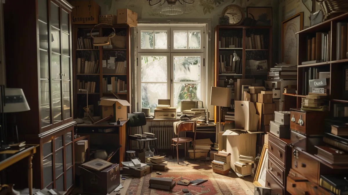 Vor Entrümpelung voller Wohnraum mit Möbeln und Hausrat schweinfurt