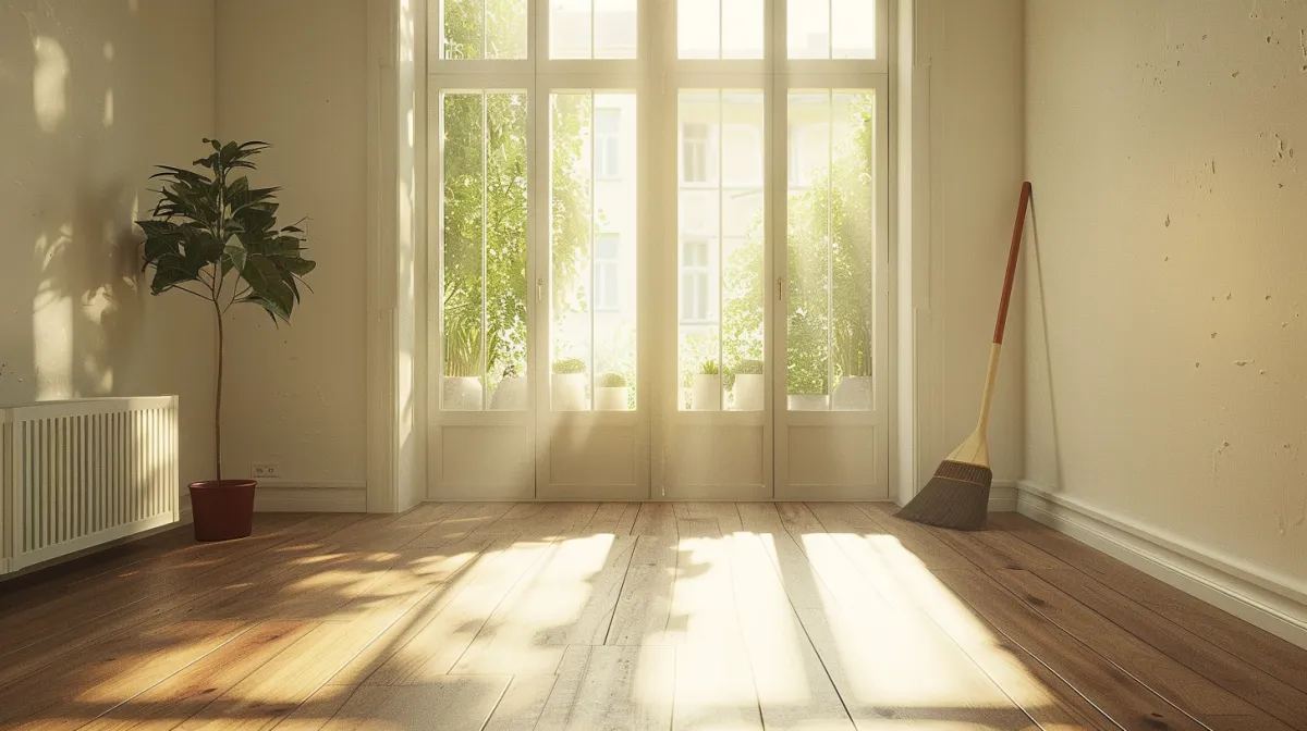 Leergeräumte, besenrein übergebene Wohnung.