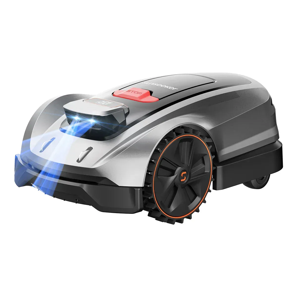 A MacBook with lines of code on its screen on a busy desk