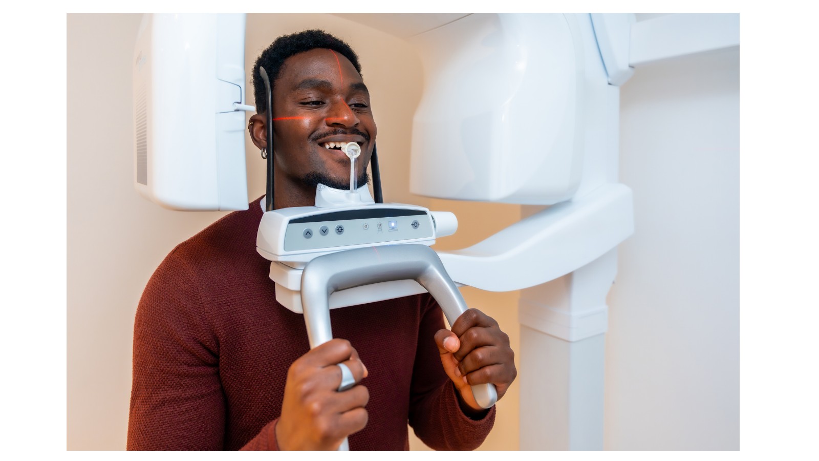 Patient receiving dental x ray imaging during dental exam in North York