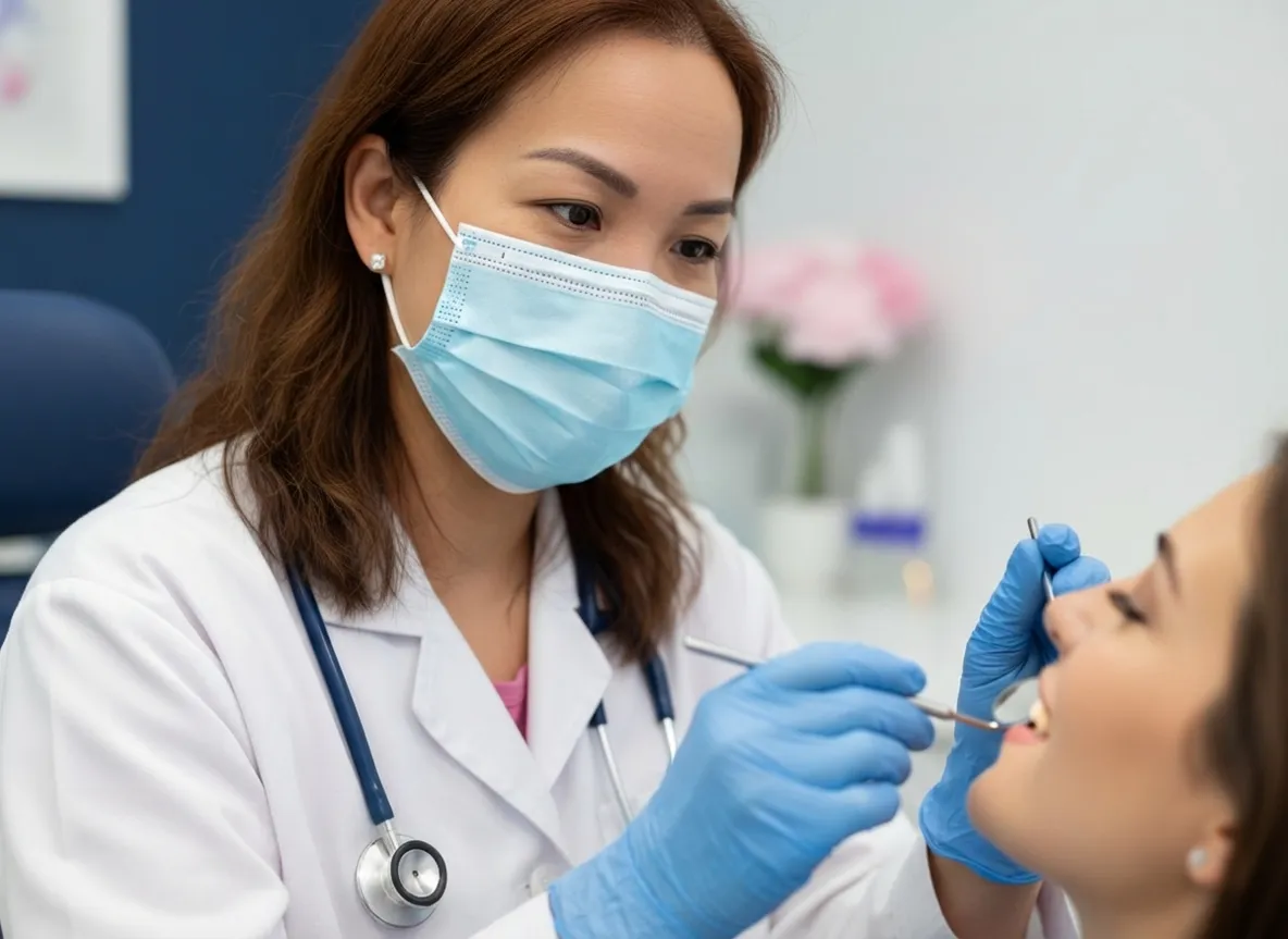 Cosmetic dentist performing dental treatment on patient in North York Ontario