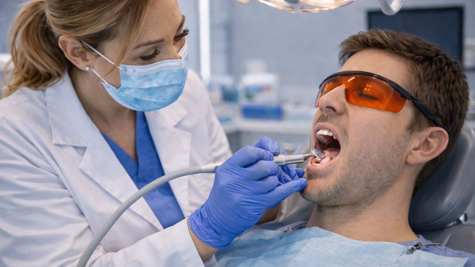 dentist treating dental abscess infection during dental visit in north york ontario