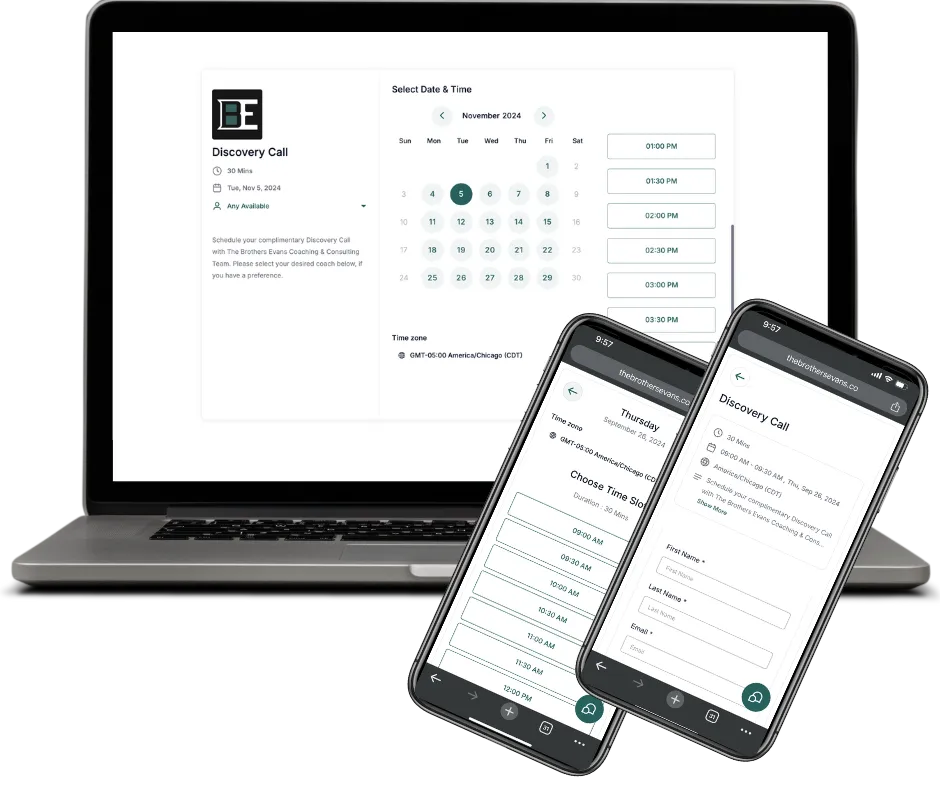 Laptop and mobile phone showing scheduling software, representing streamlined appointment booking solutions.