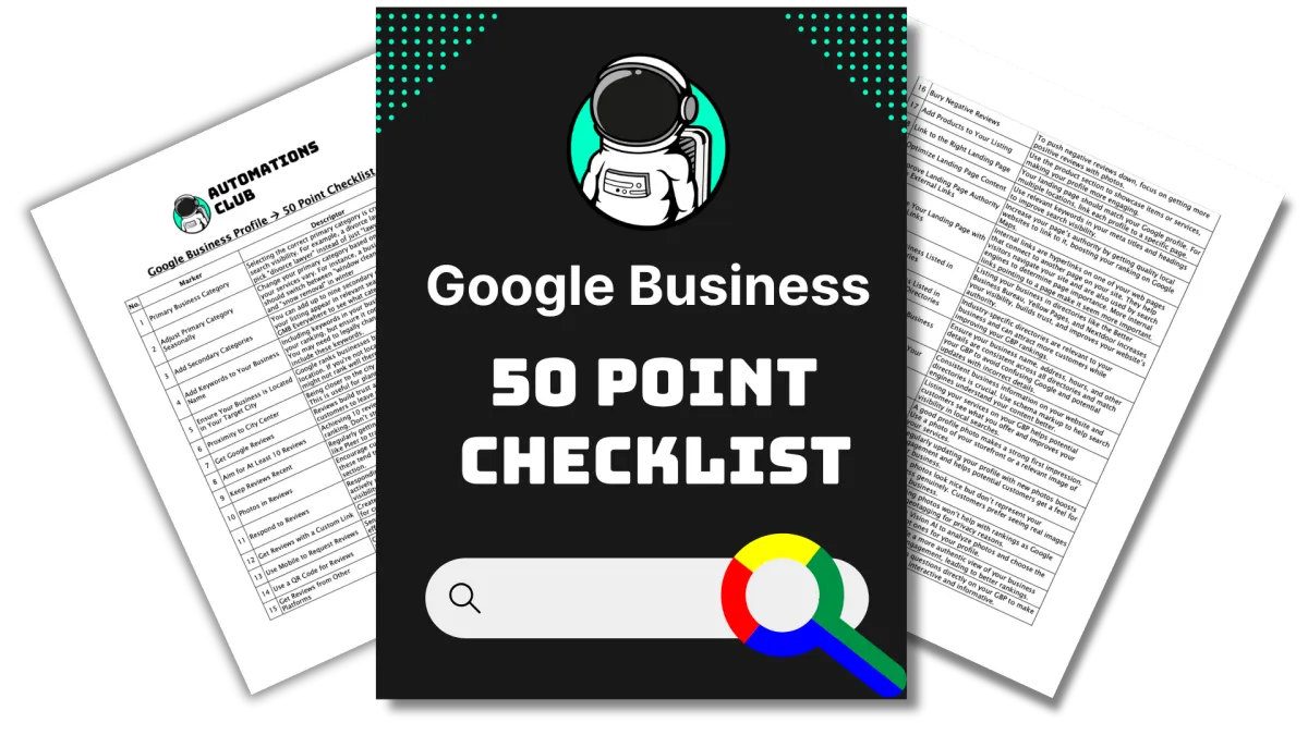 Google Business 50-point checklist booklet, representing a comprehensive guide for optimizing local business profiles.