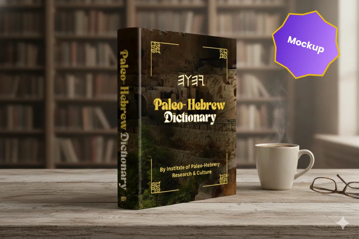 Mockup of the Paleo-Hebrew Dictionary cover and open spread