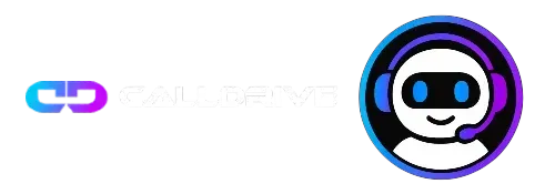 Calldrive logo symbol on left with robot mascot on right and "CALLDRIVE" wordmark in center.