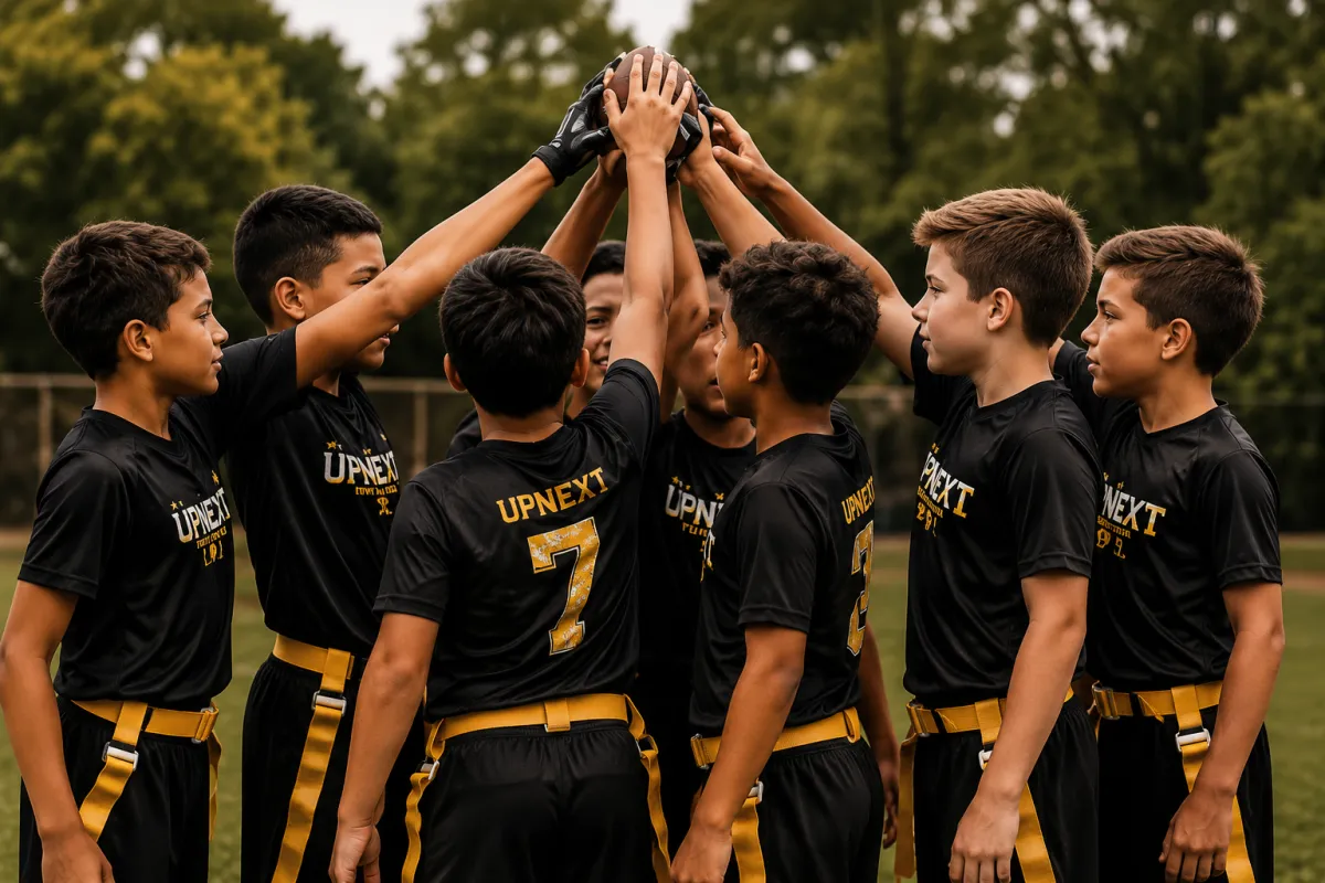 UpNext athletes huddle