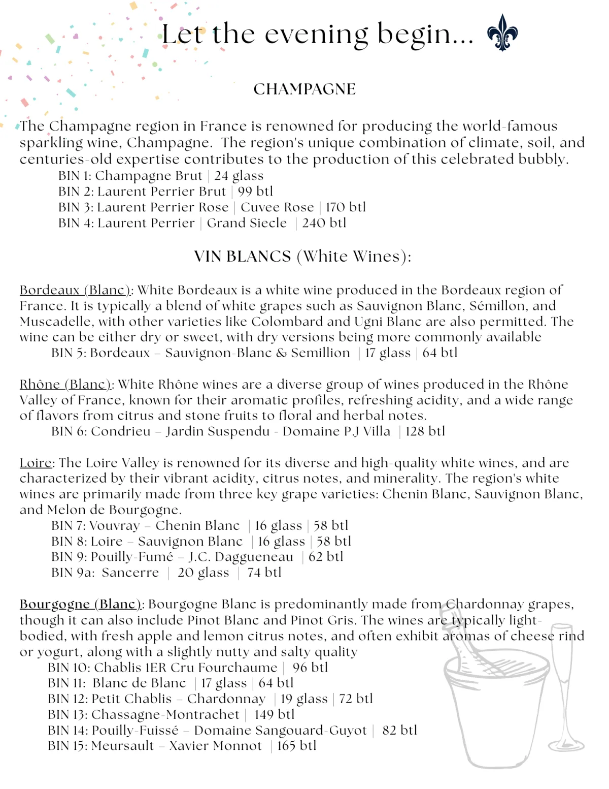 Fine French wine selection – Figaro Bistro menu