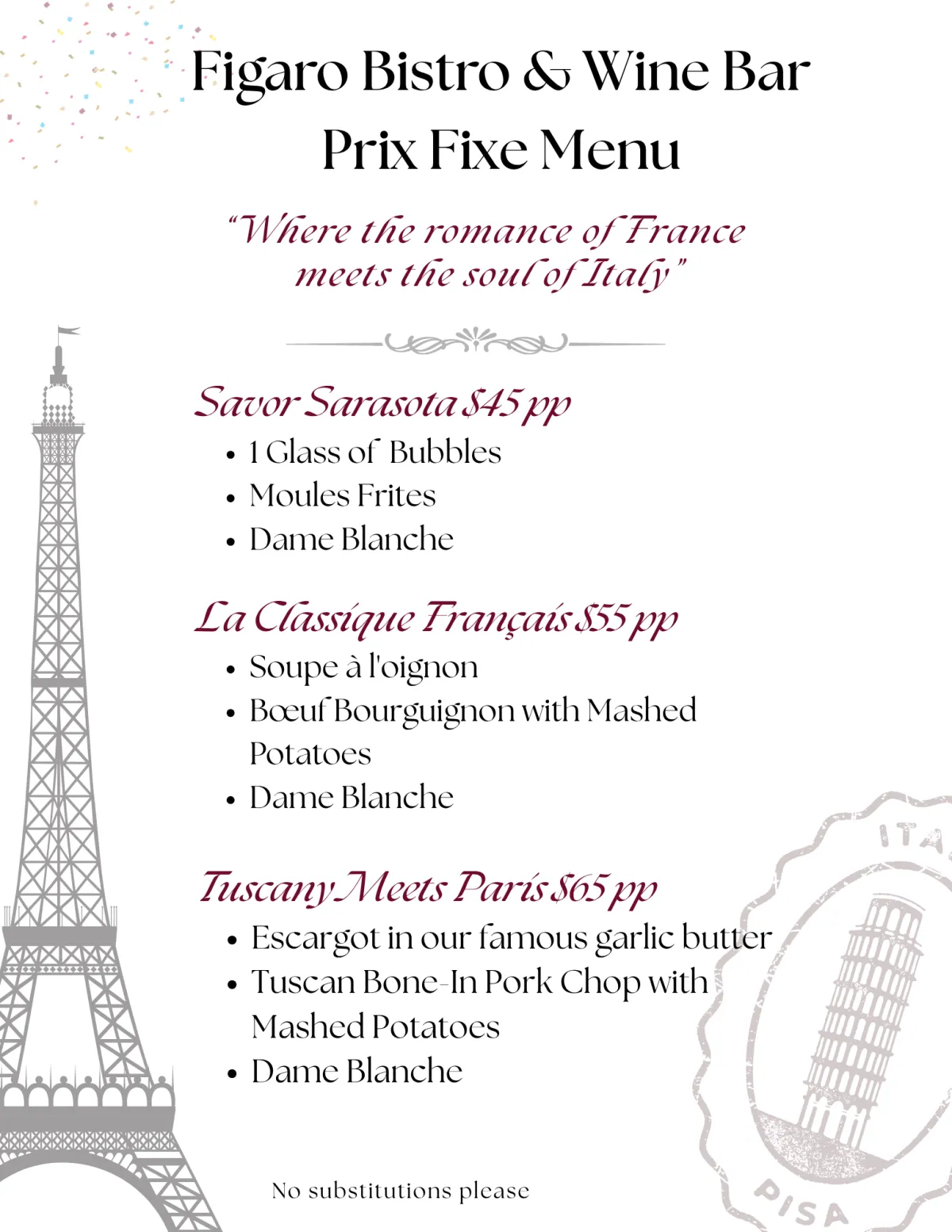 Fine French wine selection – Figaro Bistro menu